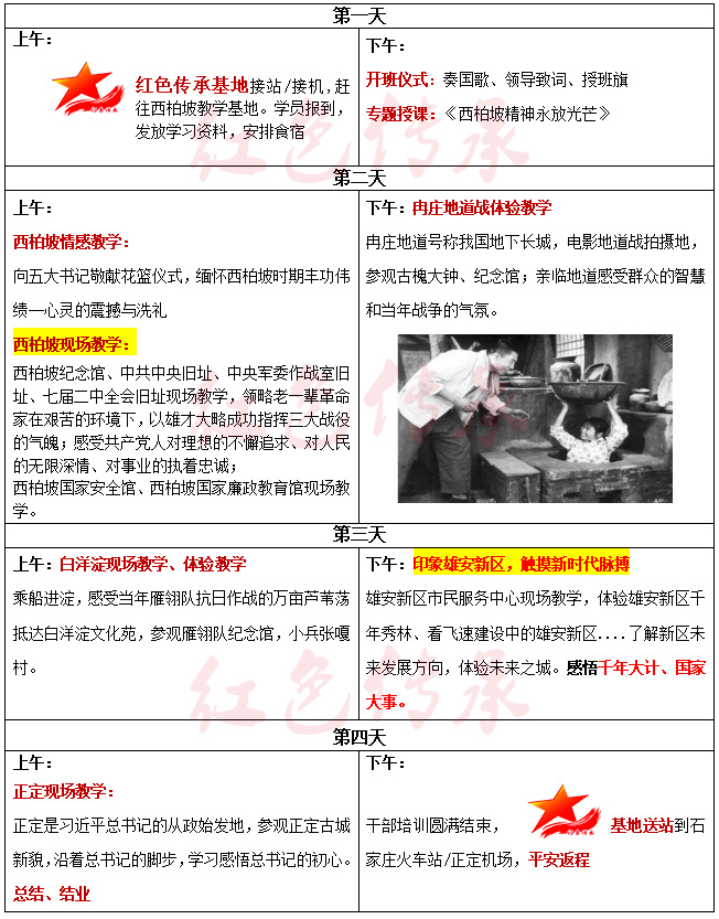 西柏坡精神4天培訓方案