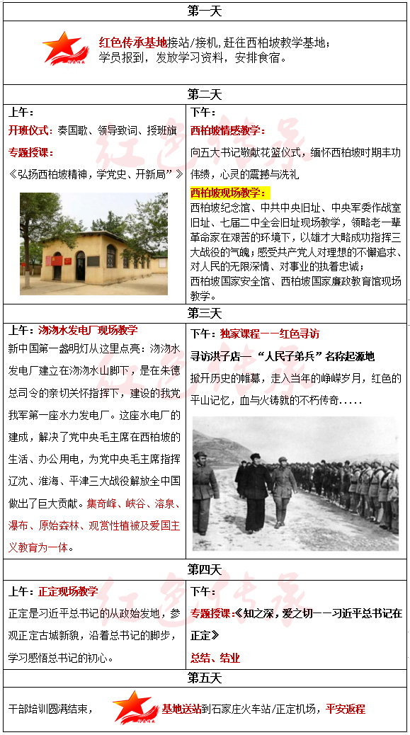 學(xué)習(xí)、弘揚(yáng)西柏坡精神5天方案